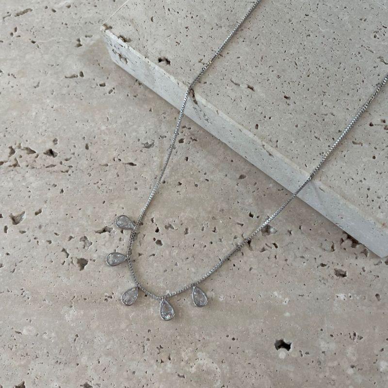 Gargantilha Gotinhas de Zirconias 40+5cm