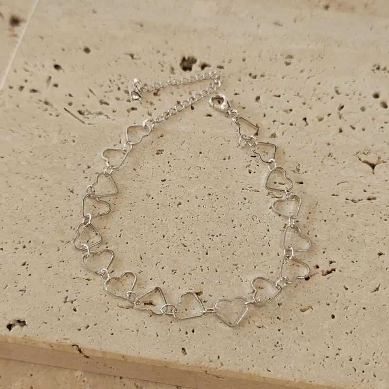 Pulseira Corações Vazados 16cm