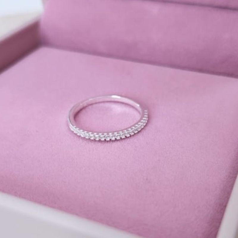 Anel Aparador Cravejado Fininho Prata