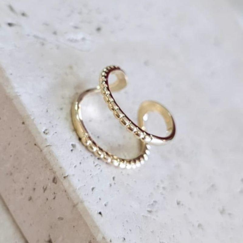 Anel Aro Duplo Liso e Texturizado Ajustavel