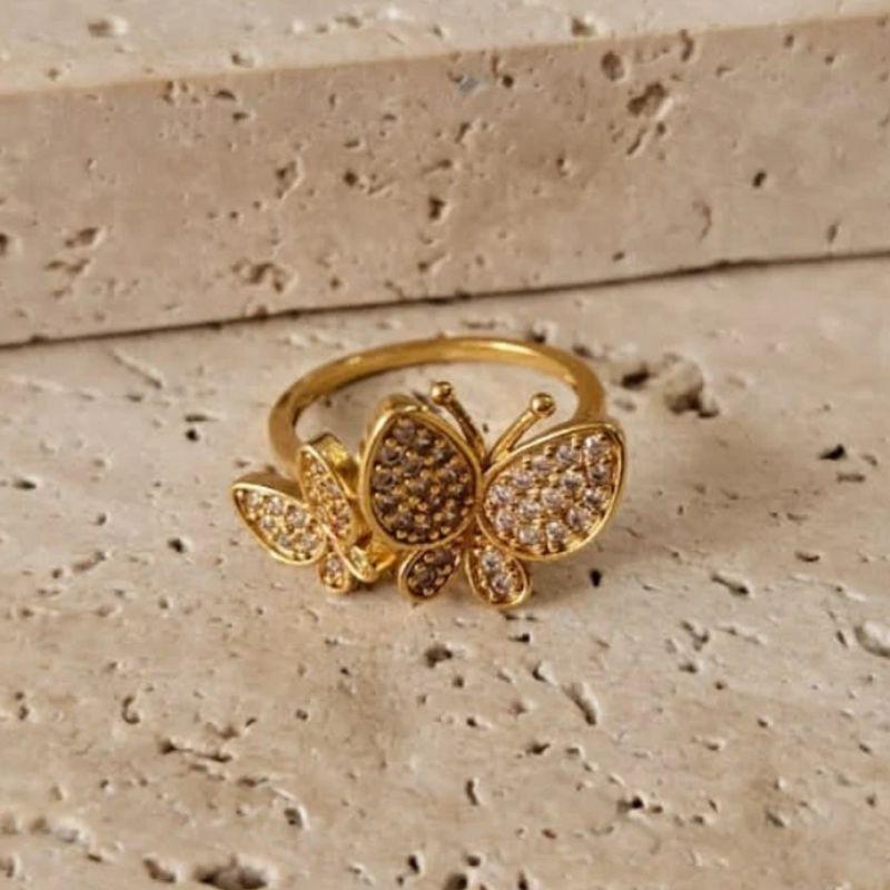 Anel Borboletas Cravejadas