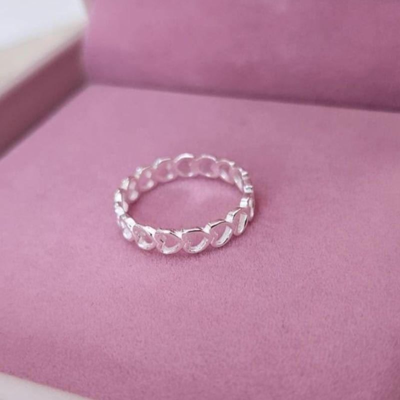 Anel Coração Volta Toda Prata