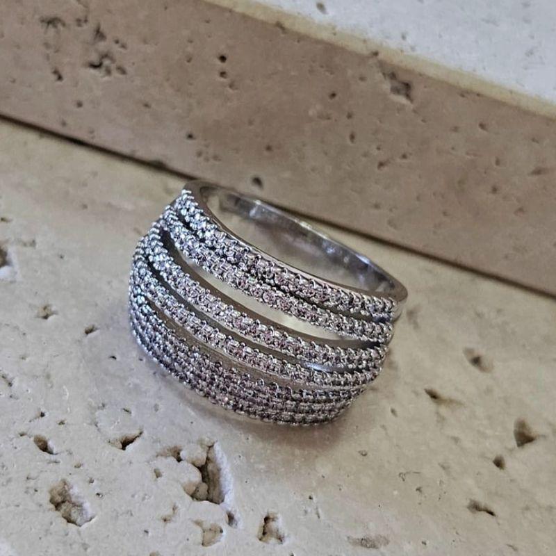 Anel Cravejado Zirconia Cristal 7 fileiras R