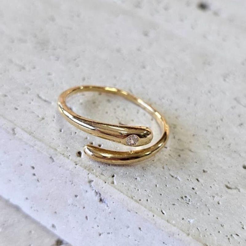 Anel Gota Fina com Zirconia Ajustavel