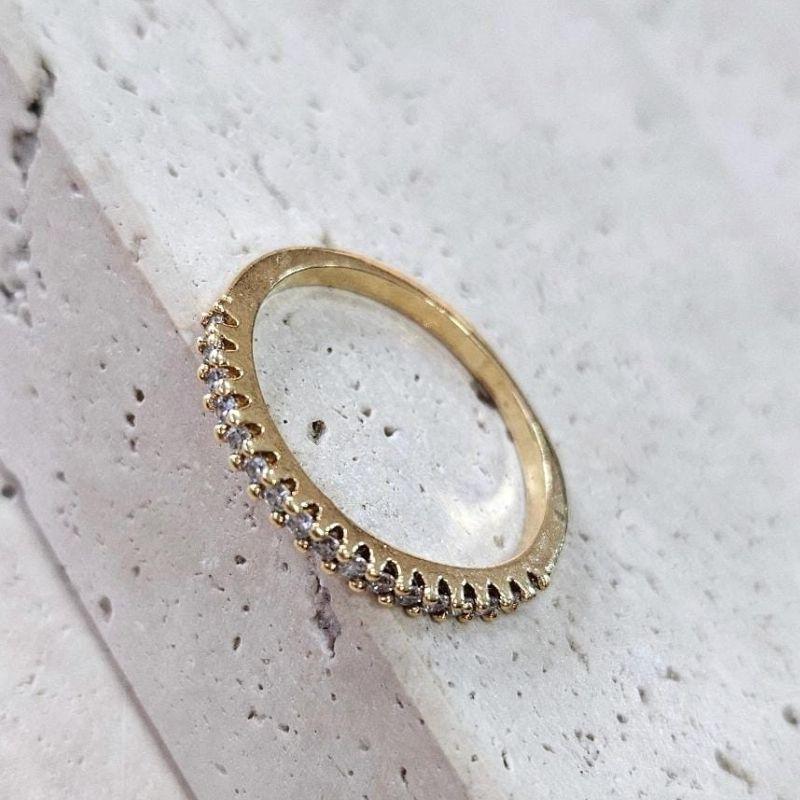 Anel Meia Aliança Zirconia Cristal