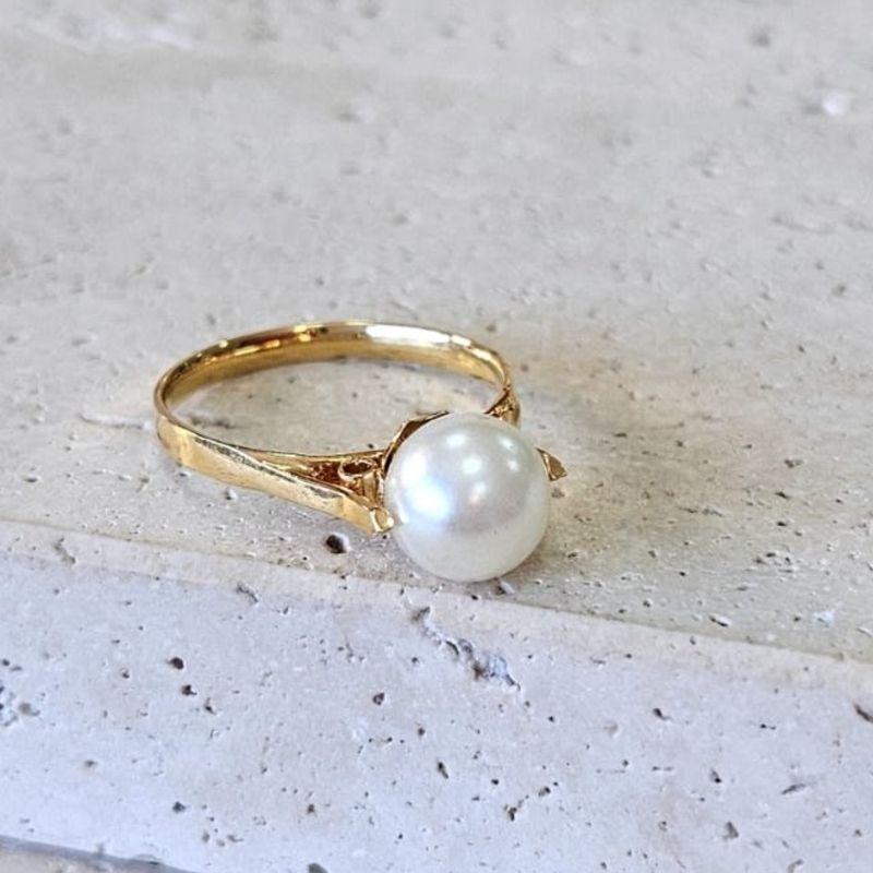 Anel Perola Solitaria