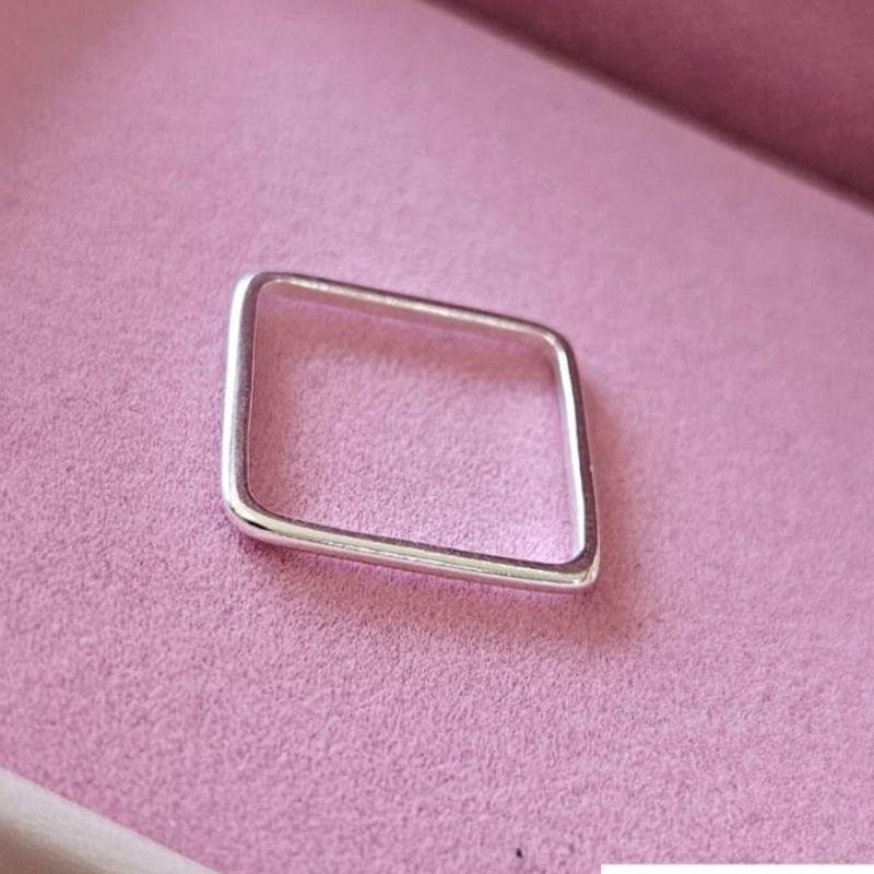 Anel Qradrado Fino Prata