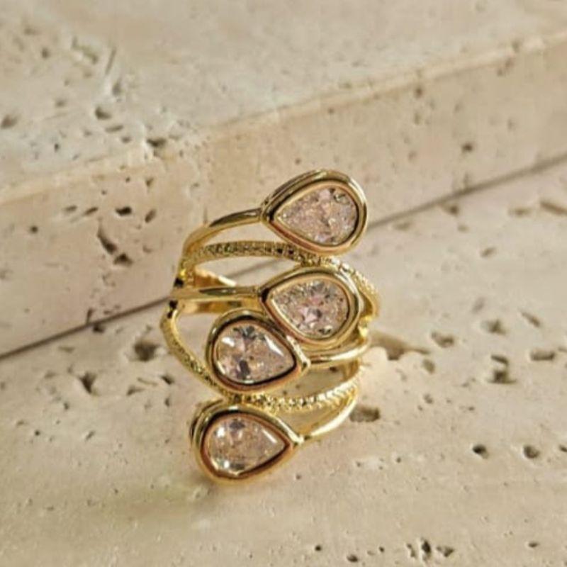 Anel Quatro Gotas Cristal