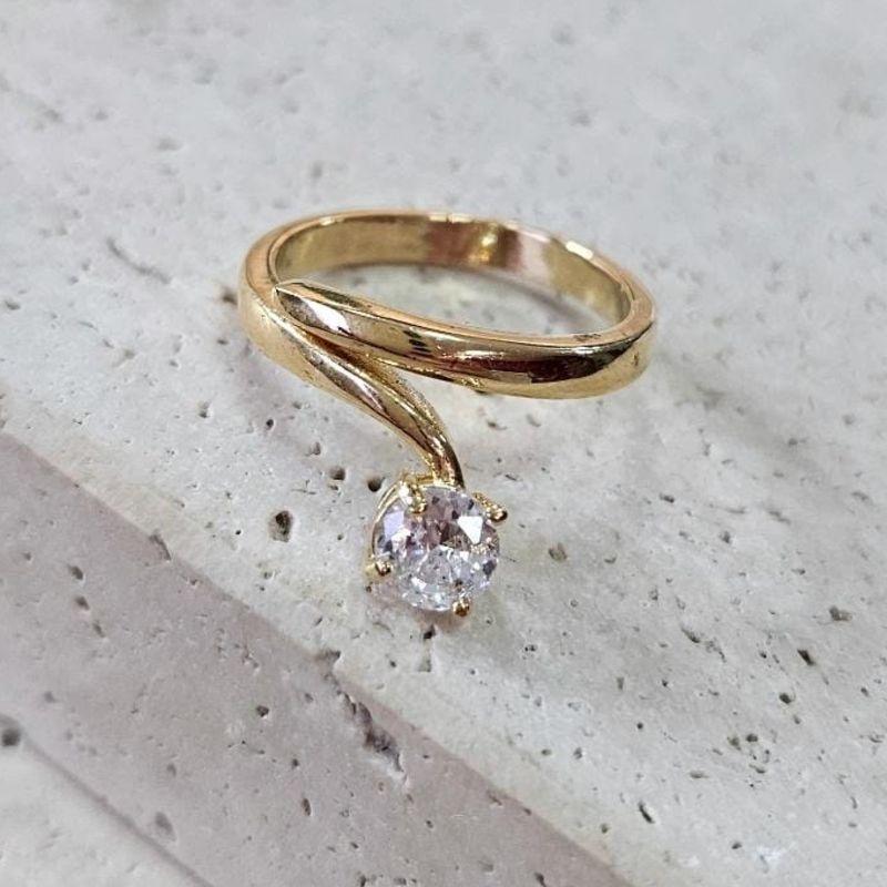 Anel Solitário Aro Cruzado Ajustavel