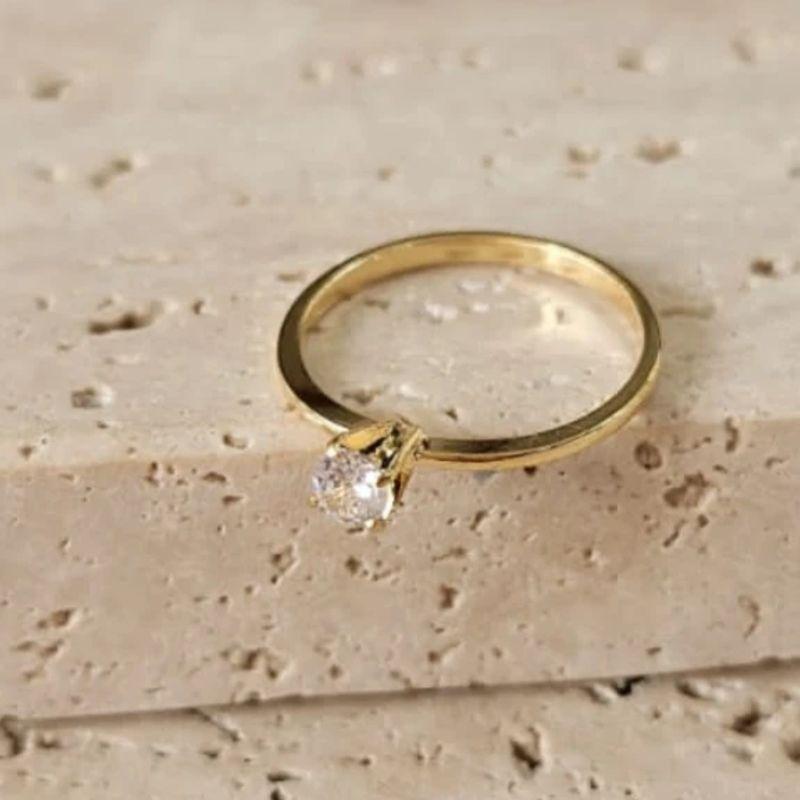 Anel Solitário Zirconia 4ml