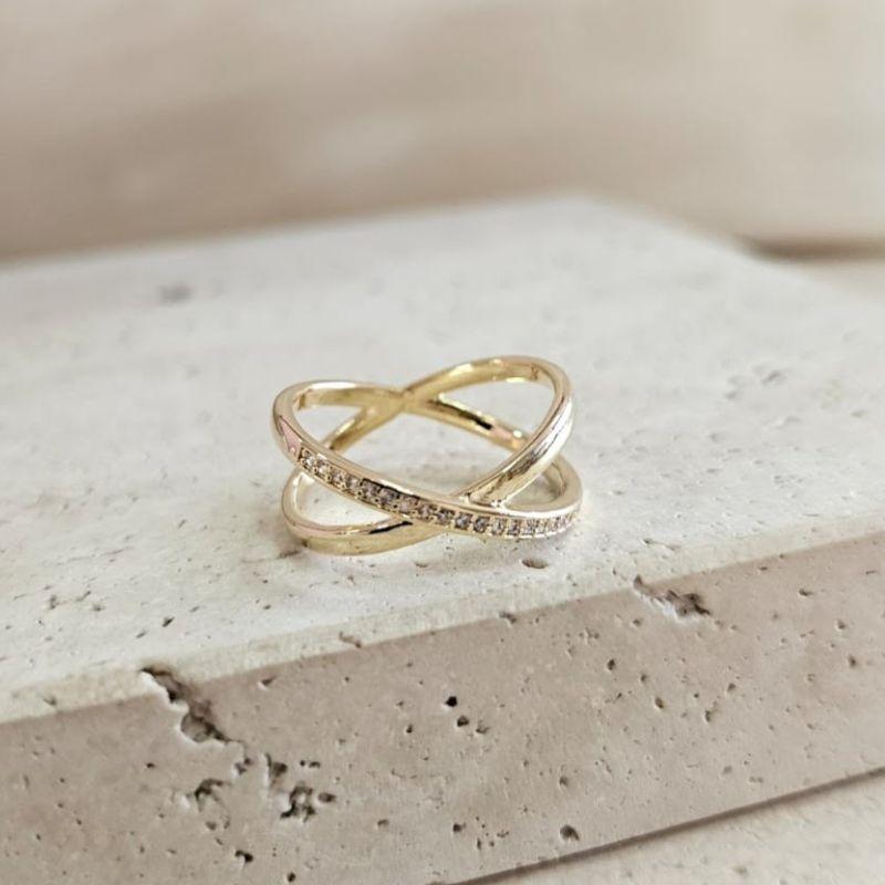 Anel X Cravejado Cristal