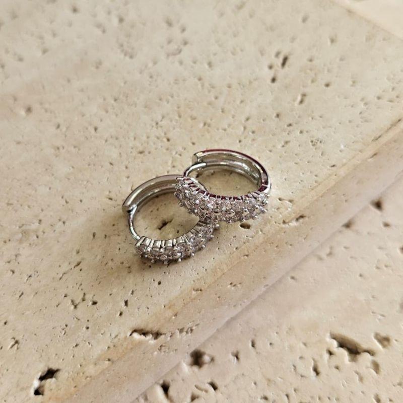 Brinco Argola 2 Fileiras Zirconia Gde