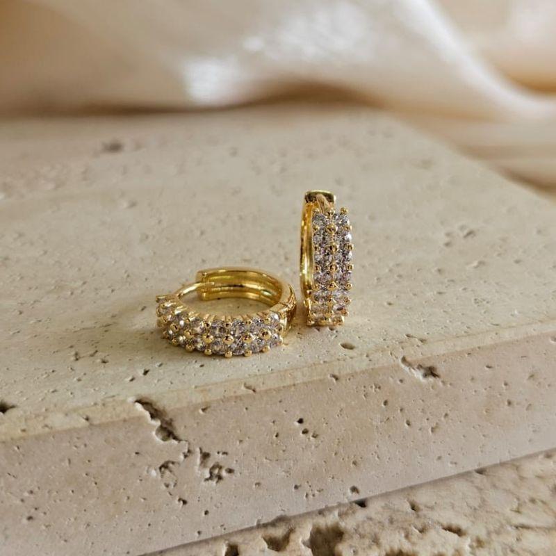 Brinco Argola 2 Fileiras Zirconia Gde