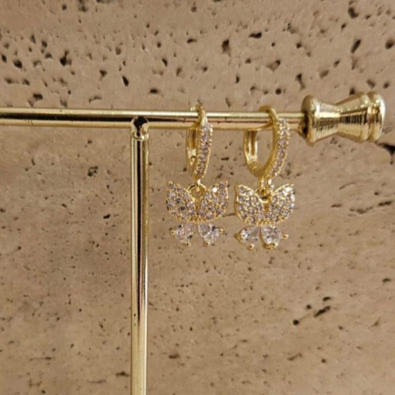 Brinco Argola Borboleta Cravejada