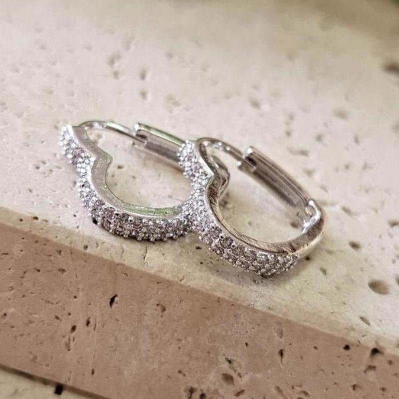 Brinco Argola Coração Cravação Dupla