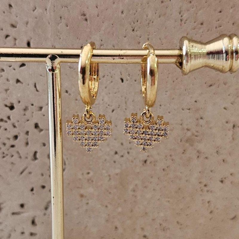 Brinco Argola Coração Cravejado Minecraft