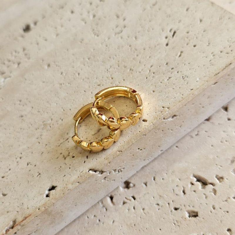 Brinco Argola Corações Cheio Gde