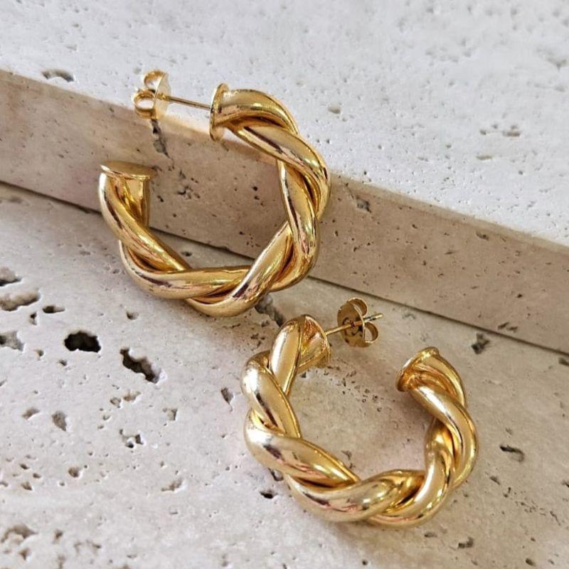 Brinco Argola Fios Torcidos Grossa Gde