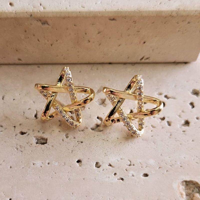 Brinco Estrela Organica Cravejada