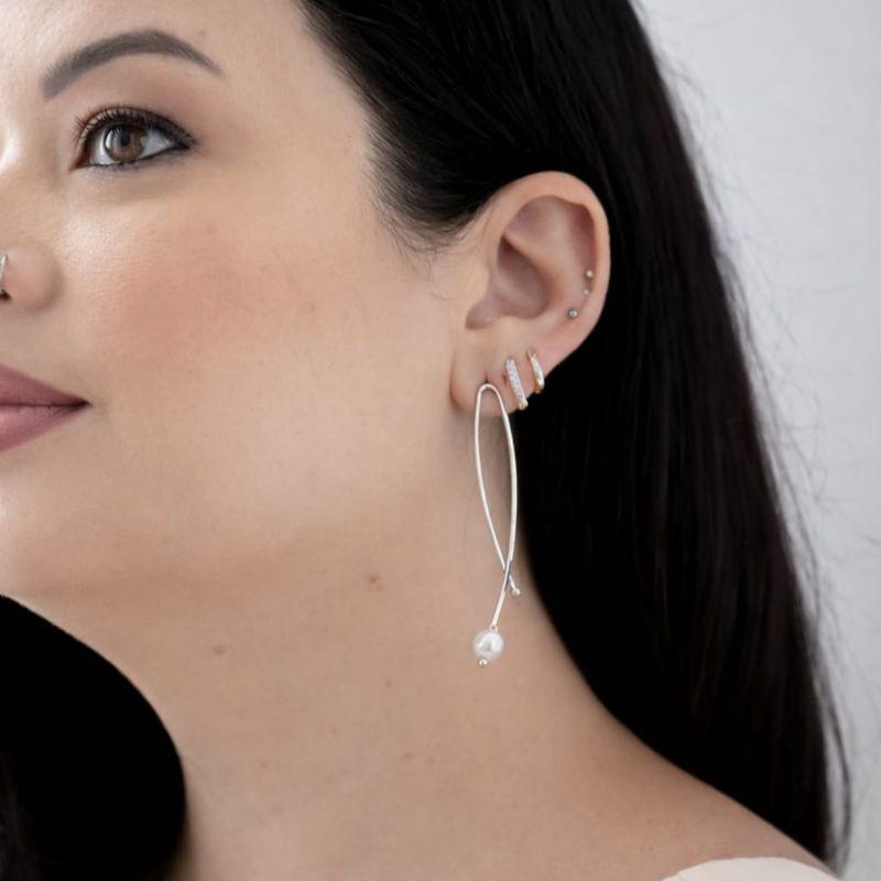 Brinco Gold Perola Branca