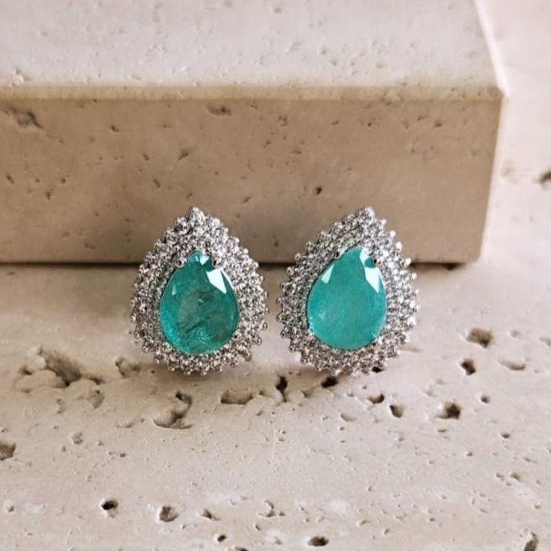 Brinco Gota Turmalina Cravejada