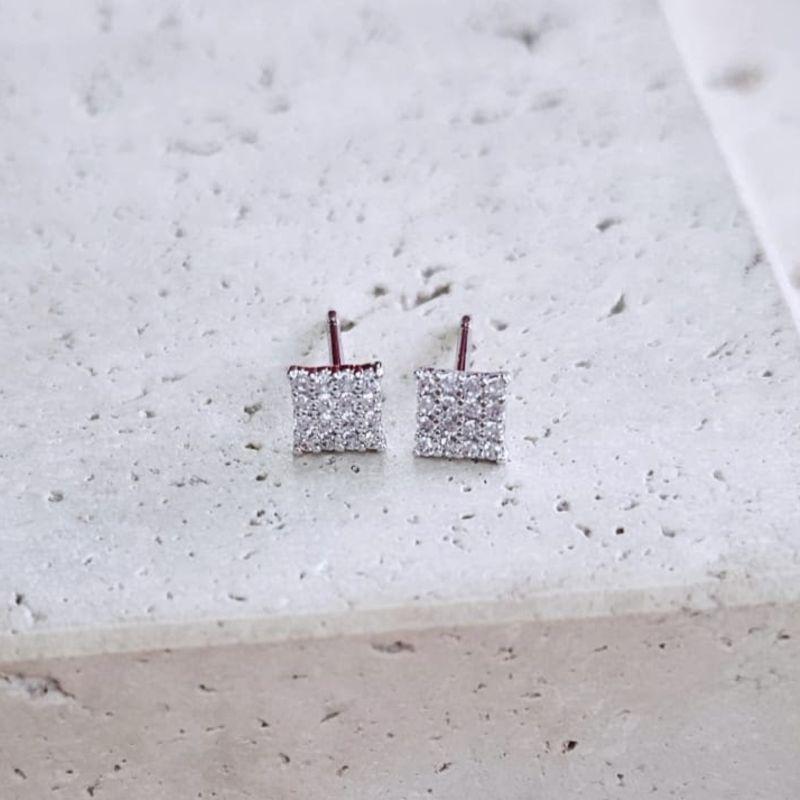 Brinco Quadradinho Cravejado