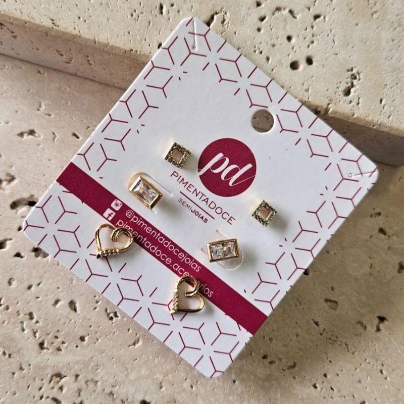 Brinco Trio Zirconias Mistas