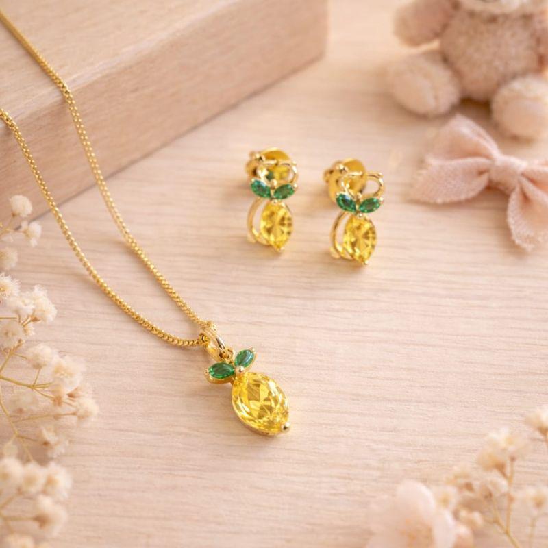 Conjunto Abacaxi em Zirconia 40cm