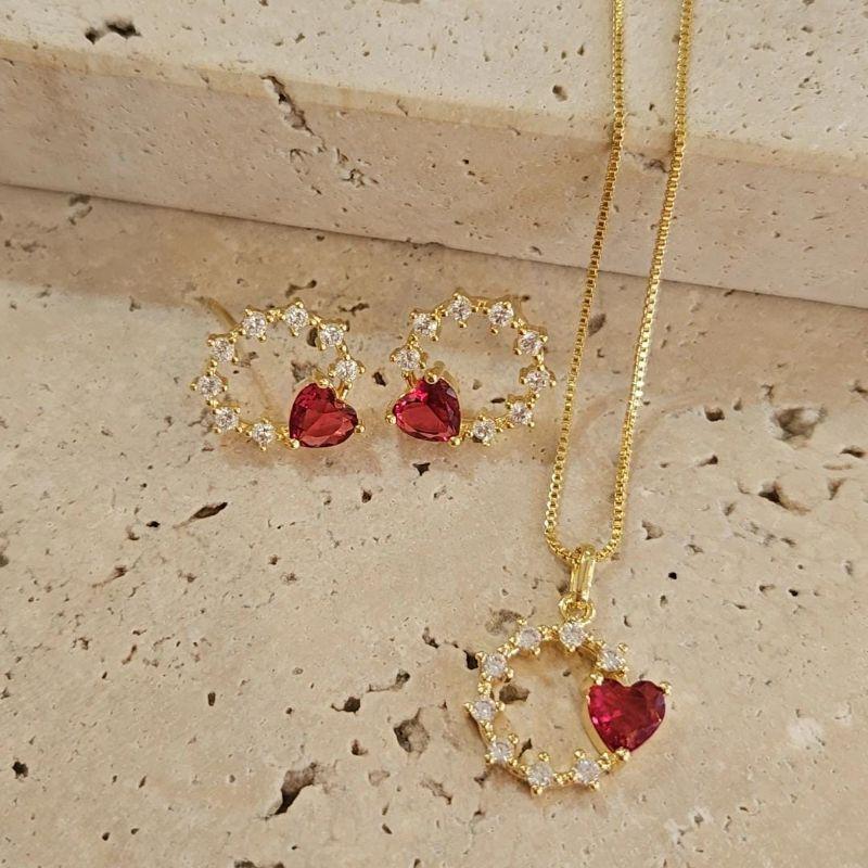 Conjunto Circulo com Coração Rubi 45cm