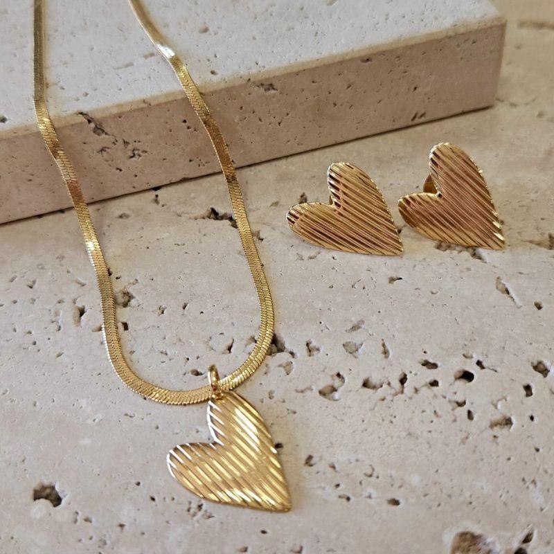 Conjunto Fita com Coração Risca de Giz 45cm