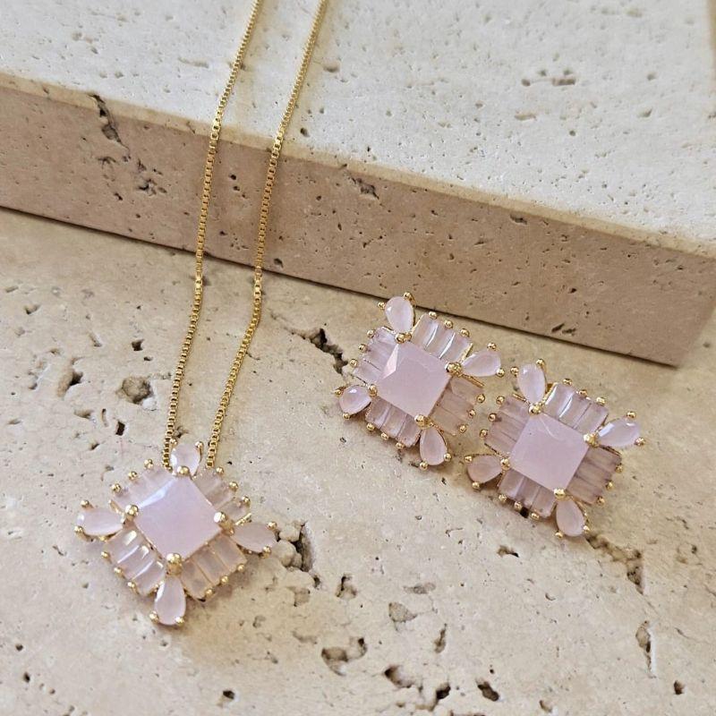 Conjunto Navetes Quadradas Colors Rosa 45cm