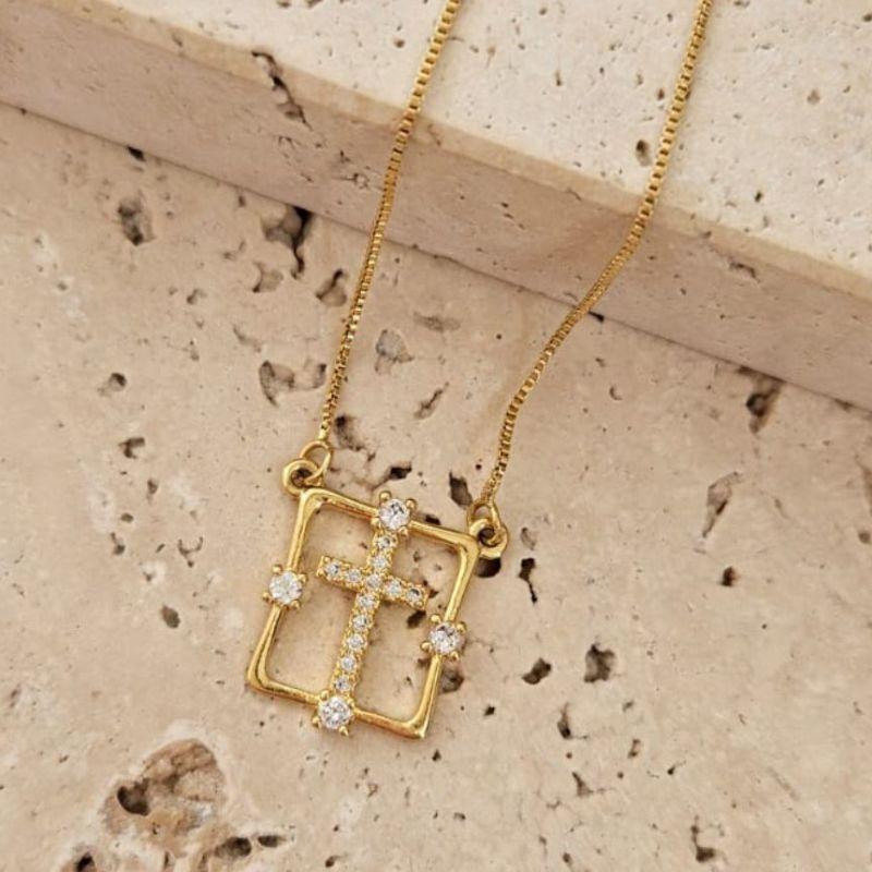 Gargantilha Crucifixo Retangular 45cm