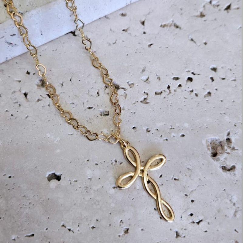 Gargantilha Cruz Torcida 45cm