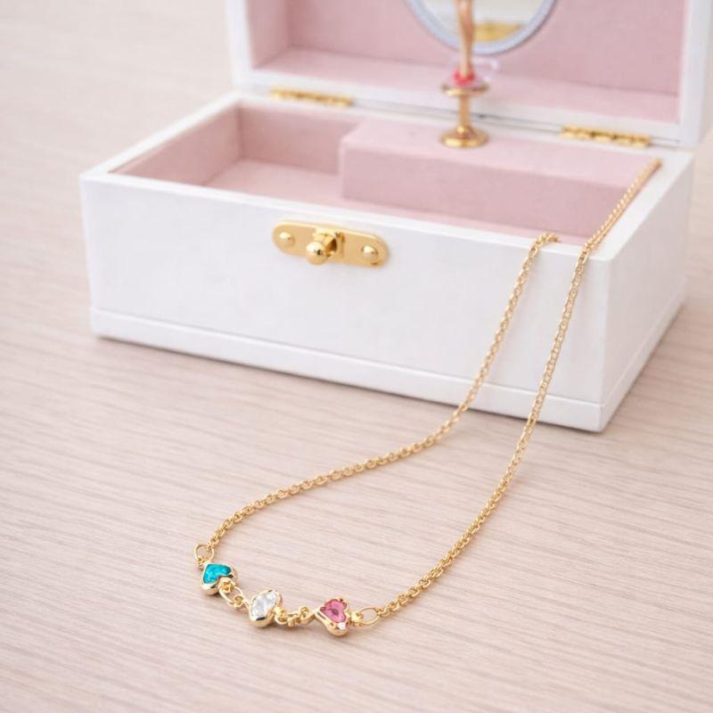 Gargantilha Infantil Três Corações Zirconia 35cm