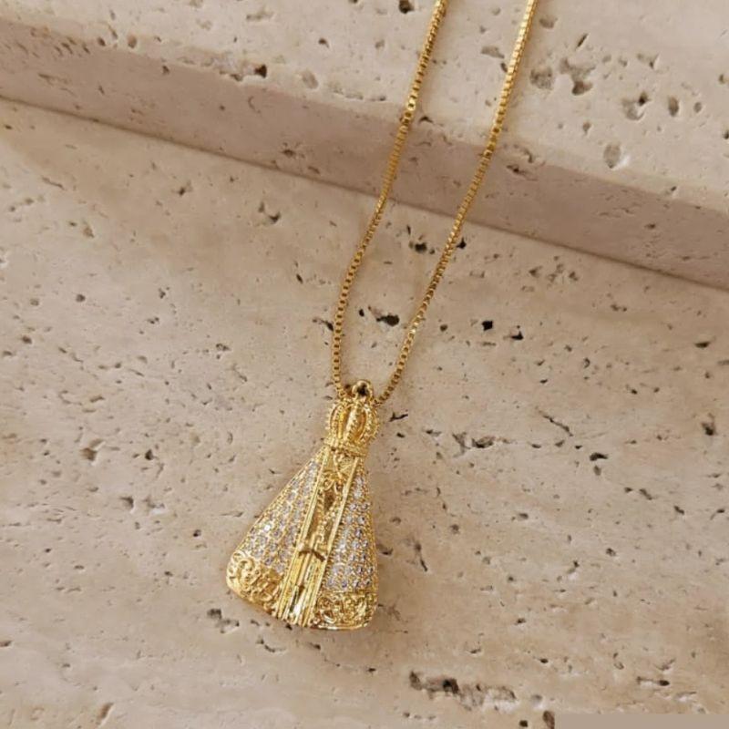 Gargantilha Nossa Senhora Cravejada Cristal Media 50cm