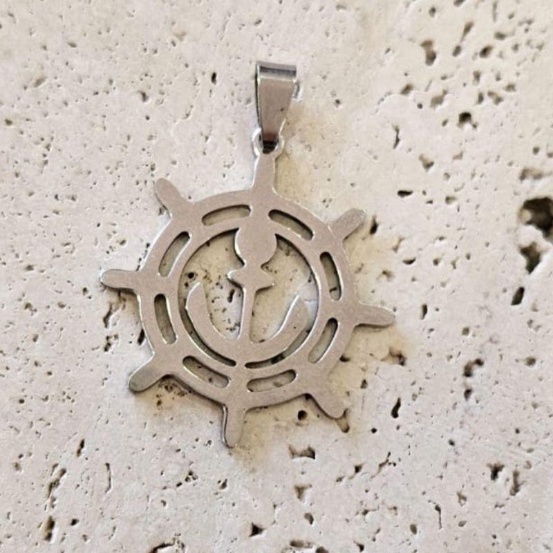 Pingente Ancora/Leme Aço Inox 3,5cm