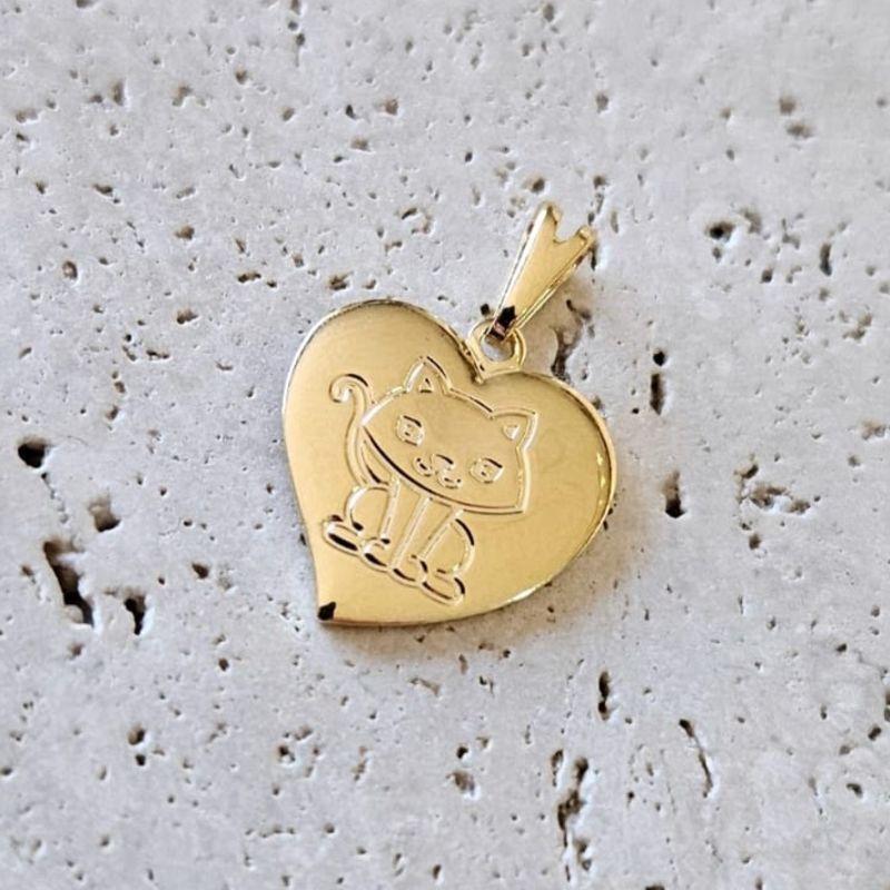 Pingente Gato no Coração (1,5x1,5cm)