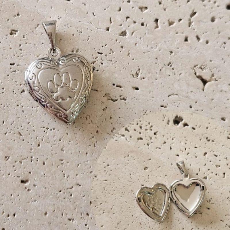 Pingente Relicário Coração Pata (2,0x1,9cm)