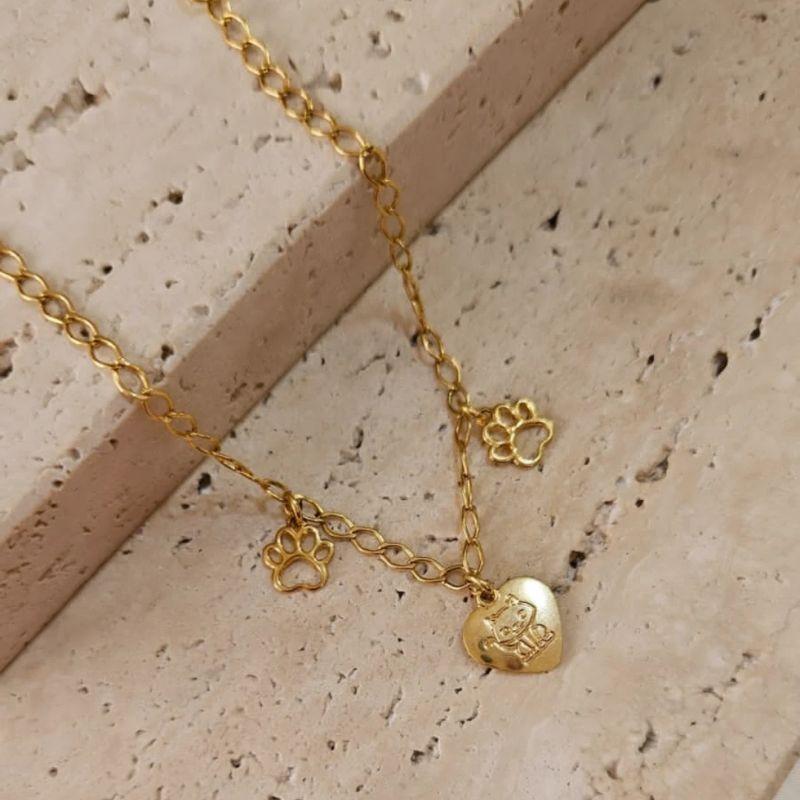 Pulseira Coração e Patinhas Gato