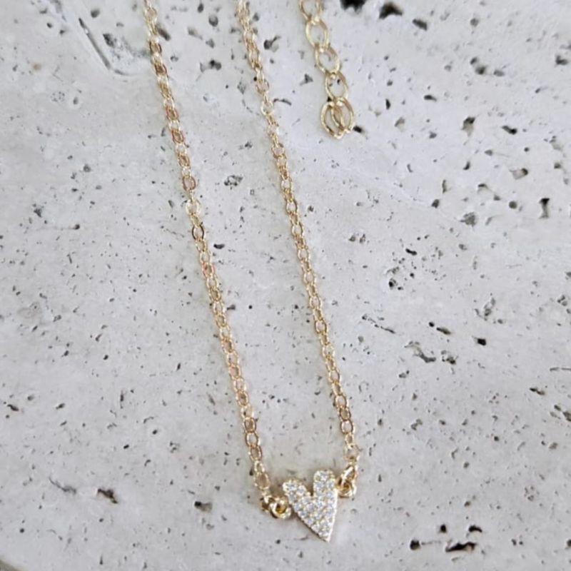 Pulseira Coração Solitario Cravejado 18cm