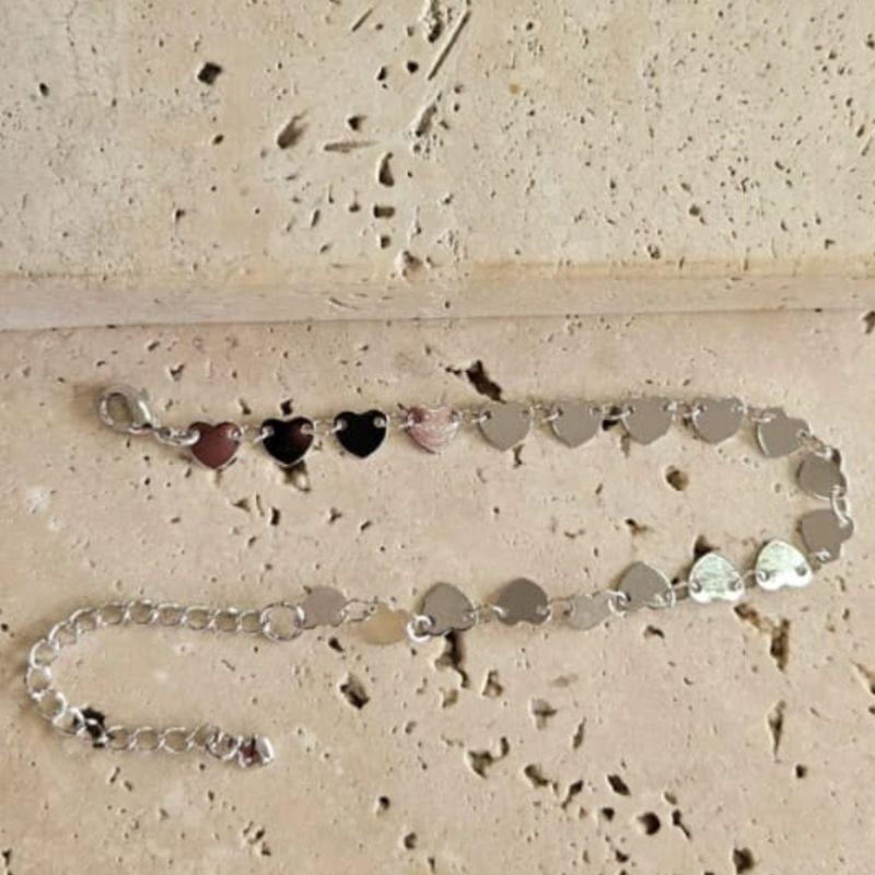 Pulseira Corações Chapinha 18cm