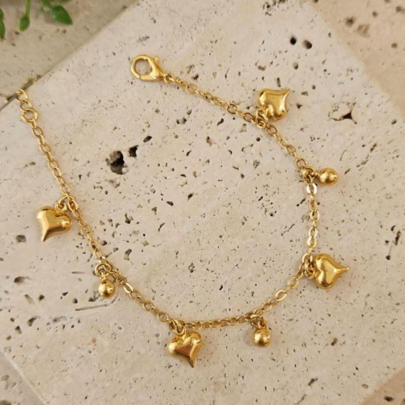 Pulseira Corações  e Bolinhas