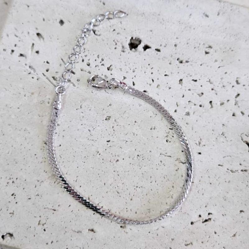 Pulseira Corrente Cubana Laminada 18cm