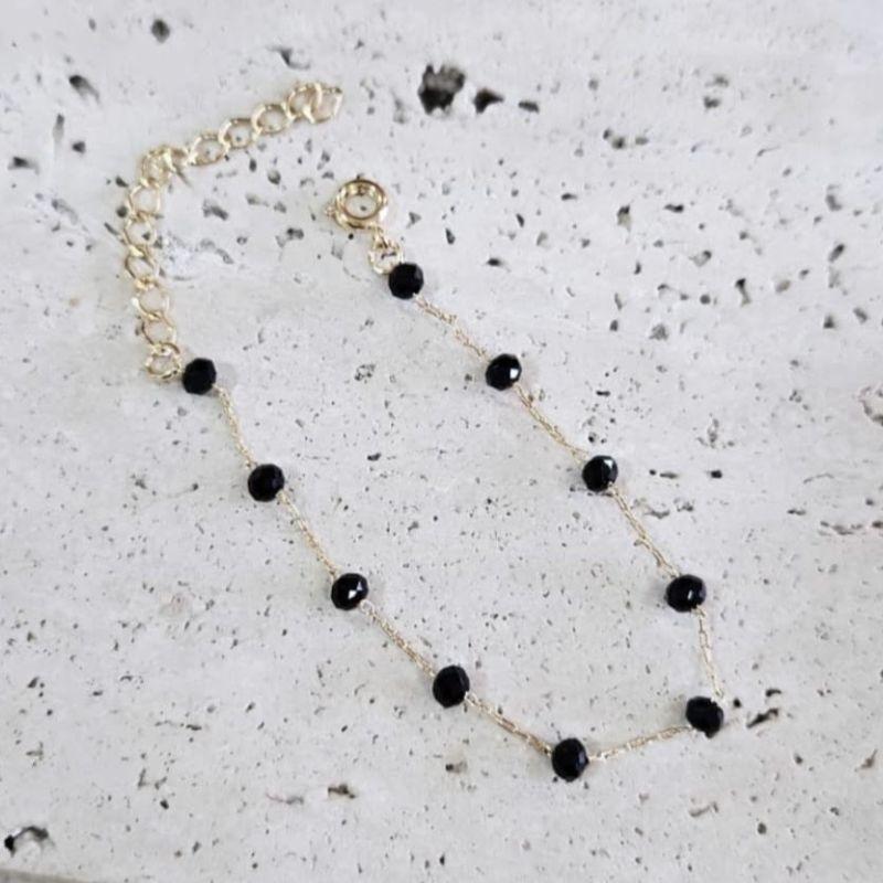 Pulseira Cristais Negros 18cm