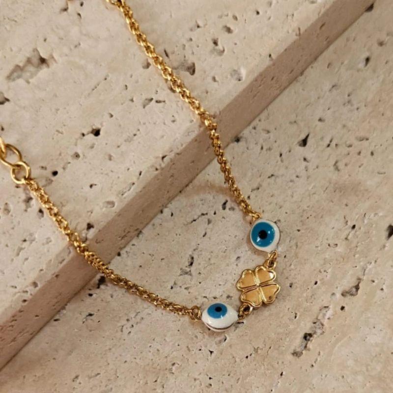 Pulseira Olho Grego com Trevo