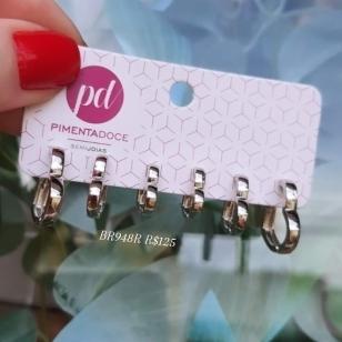 Trio de Argola Coração Liso