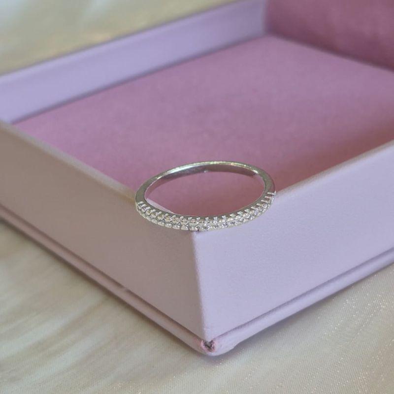 Anel Aparador Cravejado Fininho Prata N18