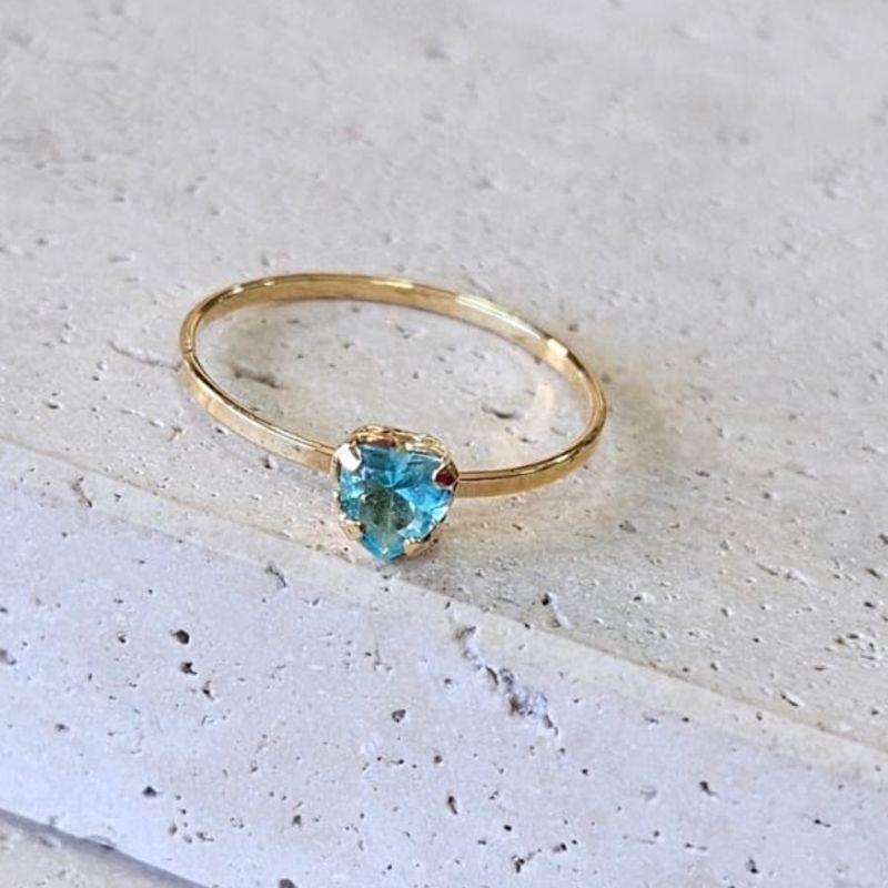 Anel Solitário Coração Azul