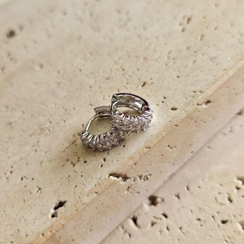 Brinco Argola 2 Fileiras Zirconia Peq