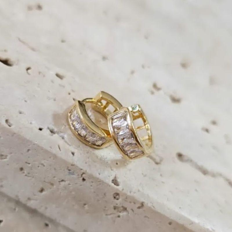 Brinco Argola Baguete Cristal Pequena